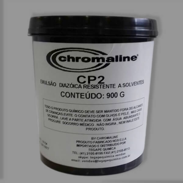 Emulsão serigráfica diazóica Chromaline CP2 de rápida exposição, alta durabilidade e resistência.