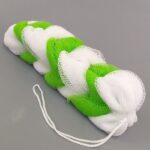 Esponja trançada de nylon verde e branca