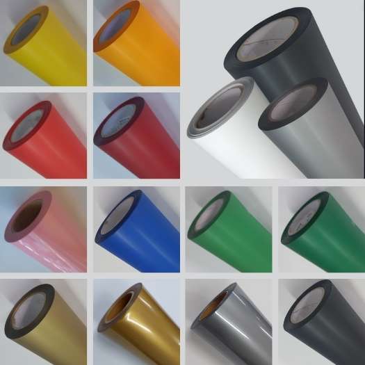 detalhe dos rolos de filme de recorte PVC