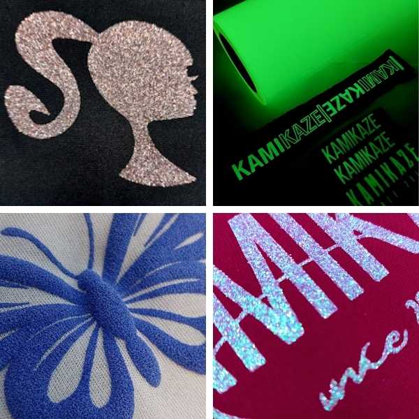 arte com quatro imagens onde mostra exemplos de aplicações do filme de recorte